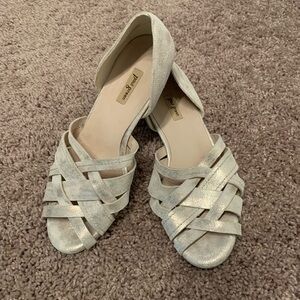 Paul Green Lucia D’Orsay Sandals Woven Strapy Flats Mineral Gold Size 7.5